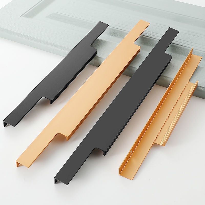 香槟金300mm隐形衣柜门拉手北欧轻奢金色黑色免打孔橱柜储物柜抽屉f款