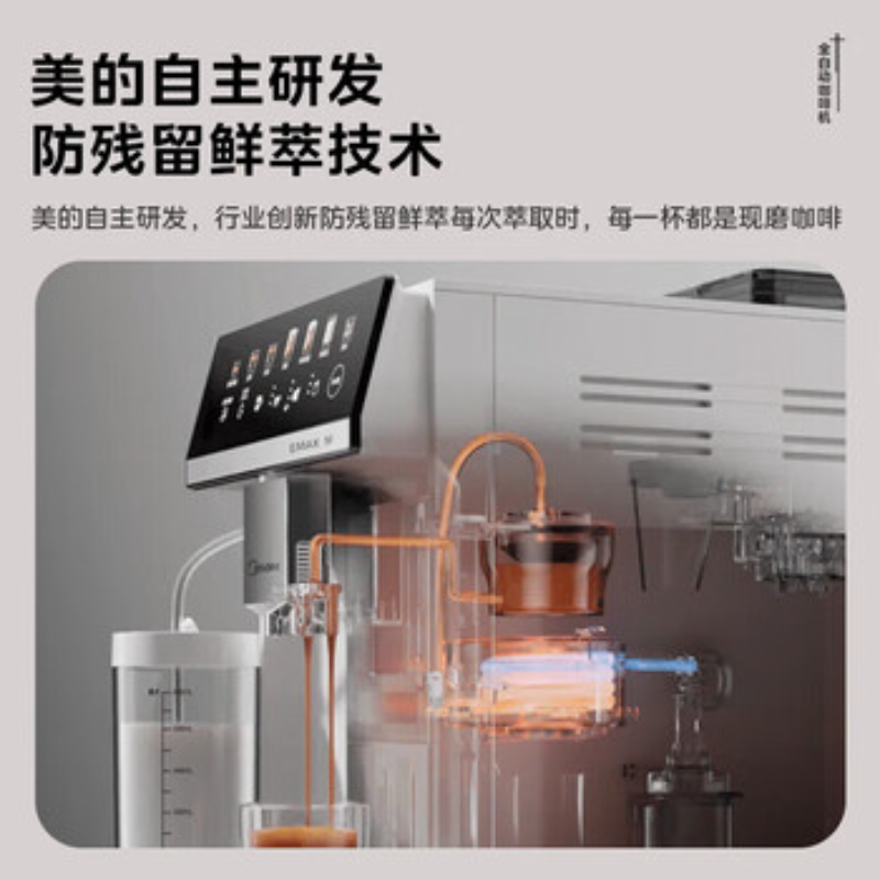 美的(Midea)“咖魔方”全自动咖啡机磨豆机研磨一体家用办公鲜萃意式浓缩奶泡机彩屏触控 MA-KFEA01 ZH高清大图