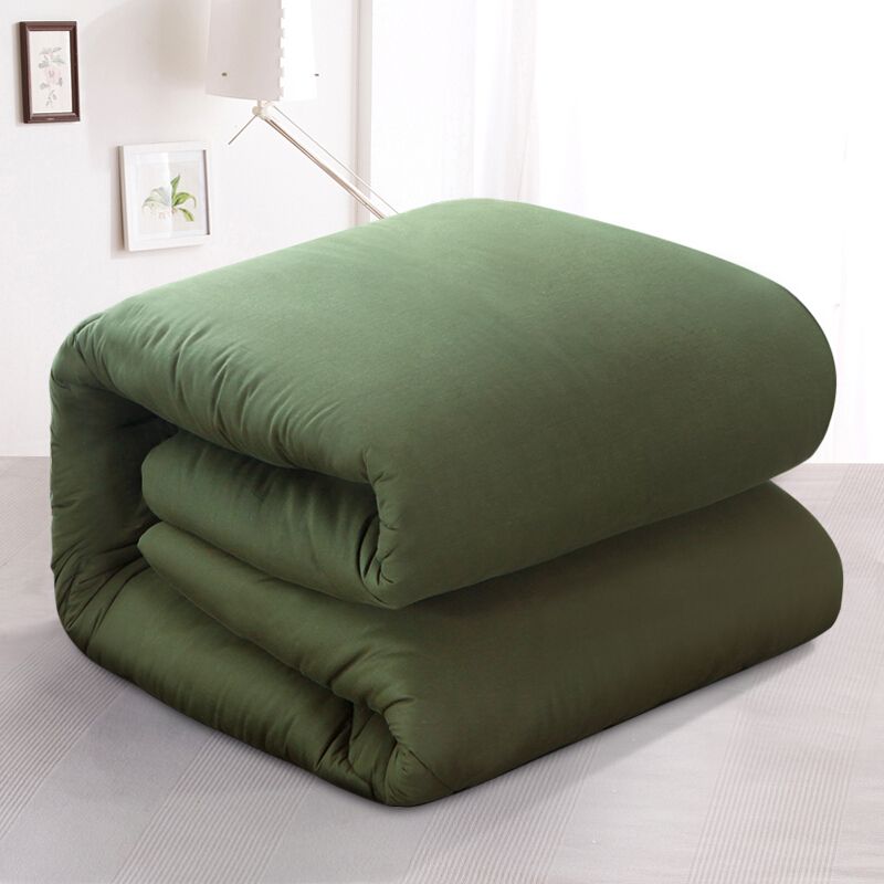 洛菲源 军绿棉被 单位职工宿舍常用军绿色棉花被被子150*200/7斤 条高清大图