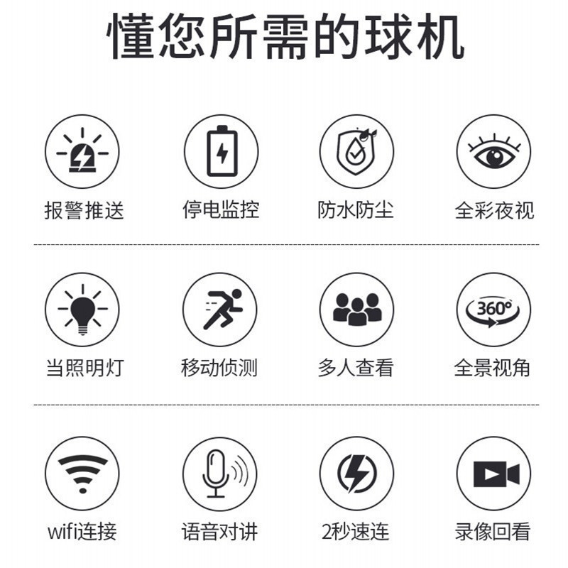 送128G内存卡360度全景监控器摄像头无线室外夜视高清家用连手机远程户无死角 39灯续航版