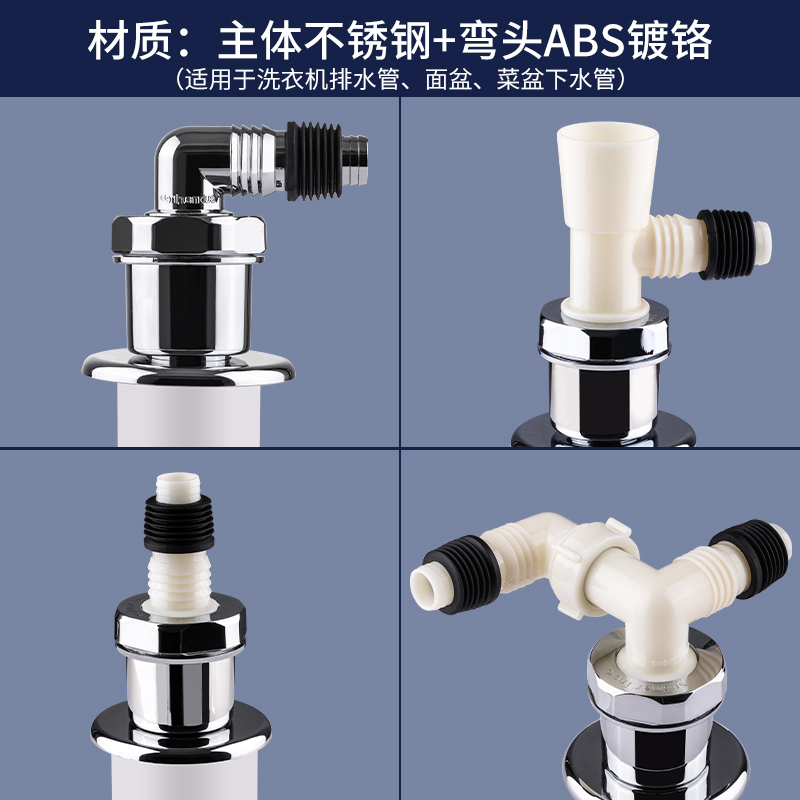 潜水艇洗衣机地漏专用接头排水管下水道防臭防溢水器卫生间三通盖