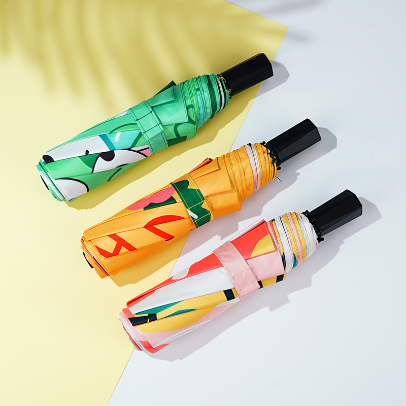 红叶三折内翻半夏时光伞 折叠雨伞ins小清新学生防晒遮阳伞防紫外线太阳伞晴雨两用 颜色随机-3198!高清大图