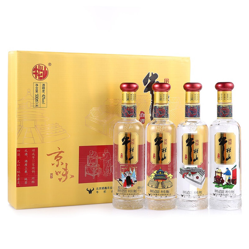 牛栏山 京味礼盒 42度500ml*4瓶 礼盒装 浓香风格白酒