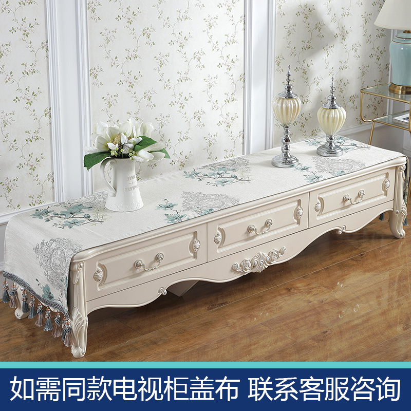 新中式55寸液晶电视机盖布防尘罩60寸曲面屏挂式欧式家用布艺32寸 芳华紫色电视机罩 40-43英寸(宽100*高59)高清大图