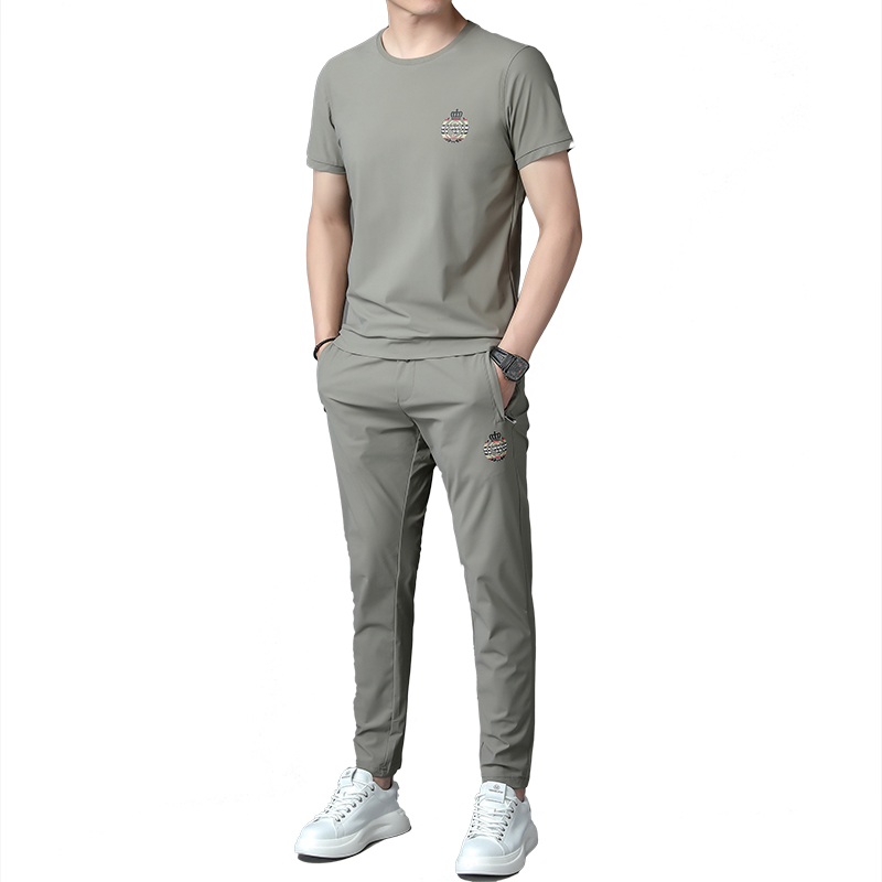 恒源祥冰丝套装男夏季短袖长裤休闲运动两件套速干衣男装一套潮流高清大图