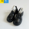 聚范圆头厚底英伦乐福鞋女2024新款复古百搭jk正装单鞋黑色粗跟小皮鞋
