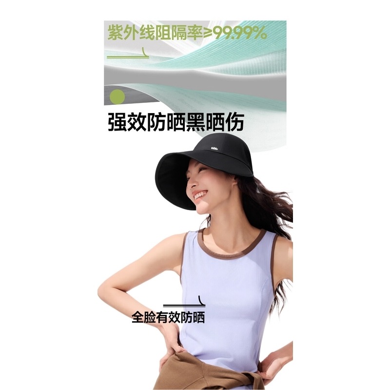 蕉下(beneunder)遮阳帽女防晒帽男鸭舌帽棒球帽大帽檐全脸遮阳太阳帽子防紫外线 漫暮黑 [魔术贴款]高清大图