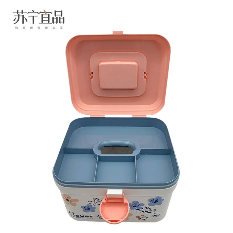 [苏宁宜品]随身手提防尘户外家用旅行可爱卡通化妆品收纳盒应急医药箱大型
