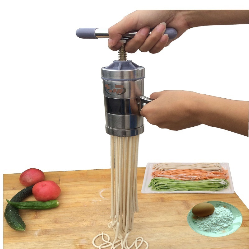 不锈钢面条机手动压面机家用工具压面器小型饸饹机手拧打面机|5模具