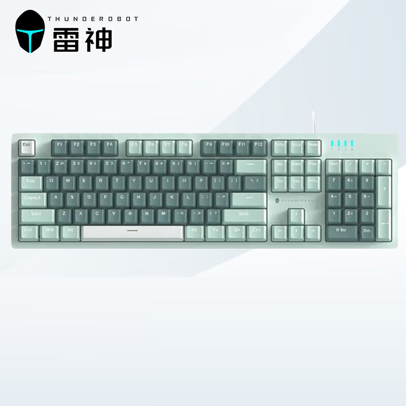 雷神(ThundeRobot)K104薄荷 104键 有线机械键盘 混彩背光键盘 电脑游戏笔记本办公家用 全键无冲 茶轴