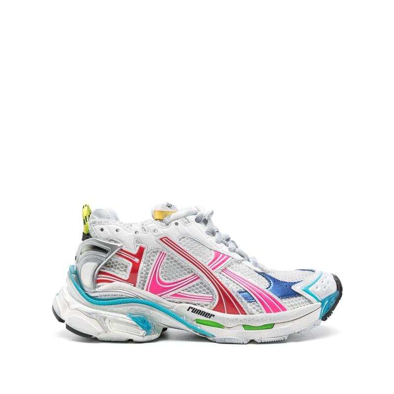 Balenciaga 巴黎世家透气拼接撞色磨旧效果跑鞋女多功能系带橡胶底高清大图
