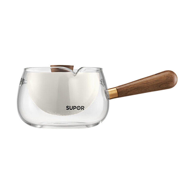 苏泊尔泡茶壶580ml玻璃旋转侧把耐高温润玉白KCG58CC10