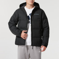阿迪达斯 （adidas）男装羽绒服新款户外防风运动连帽御寒保暖鹅绒夹克外套IX5621 ZP S IX5621/黑色