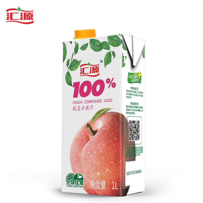 汇源果汁 青春版100%桃复合果汁 1L*5盒/箱 便携礼盒