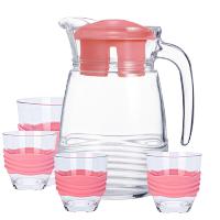 乐美雅(Luminarc)1L壶家用钢化玻璃杯耐热钢化玻璃水具五件套海岸线糖果粉L5549杯子凉水壶不保温