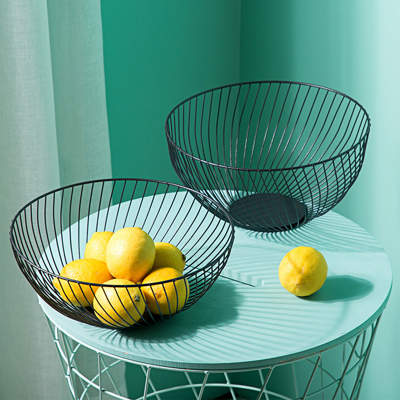 铁艺水果盘创意现代北欧风格零食收纳篮家用客厅茶几水果篮高清大图