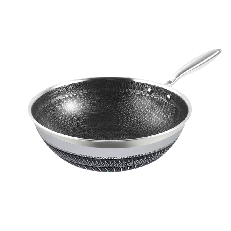 上亨不锈钢蜂窝炒锅SHZH-BXG008-32CM可立盖黑色