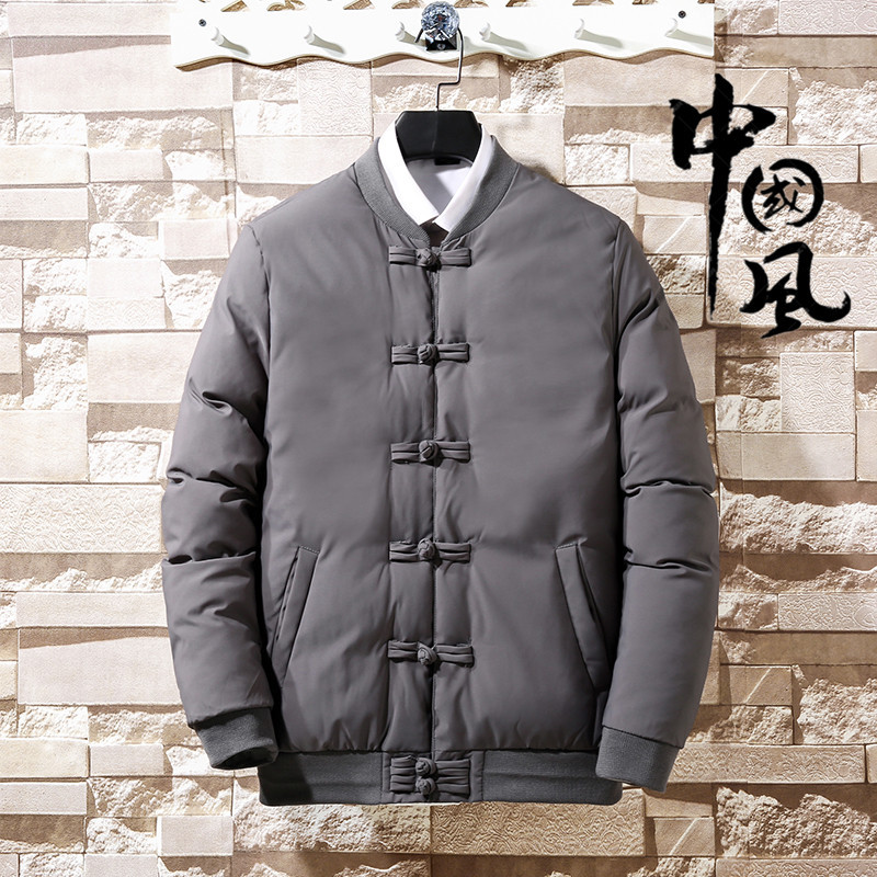 yuansu中国风男装盘扣棉衣复古中式唐装棉袄男士大码胖子羽绒棉服外套