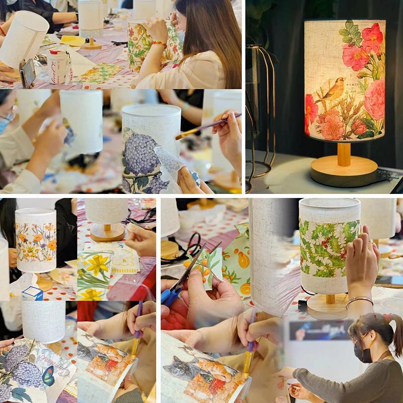小窝厘 三八女神节压花手工diy蝶古巴特台灯材料包 台灯款式随机发(起订量:10份)高清大图