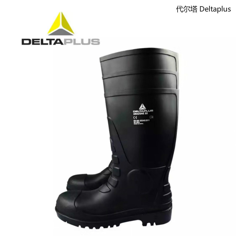 代尔塔 Deltaplus 劳保鞋301407雨靴 男女 防砸高帮安全鞋防滑防水鞋 防穿刺耐酸碱工作鞋 黑色42码