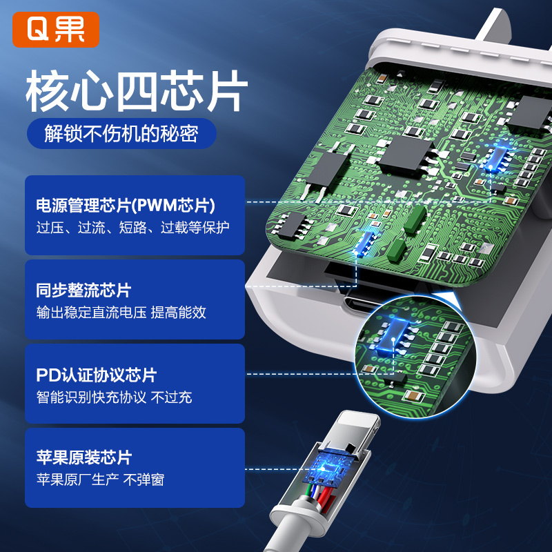 Q果手机充电器 快充线 闪充PD数据线苹果5W快充头[原封正品] 适用于苹果13