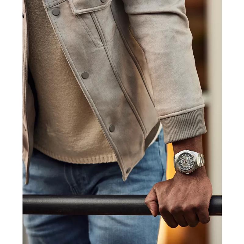 西铁城(CITIZEN)光动能电波男款运动手表46mm防水防震多功能计时码表高清大图