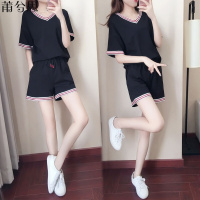 莆兮思puxisi运动套装女夏2019新款胖mm大码宽松短袖短裤跑步服休闲两件套