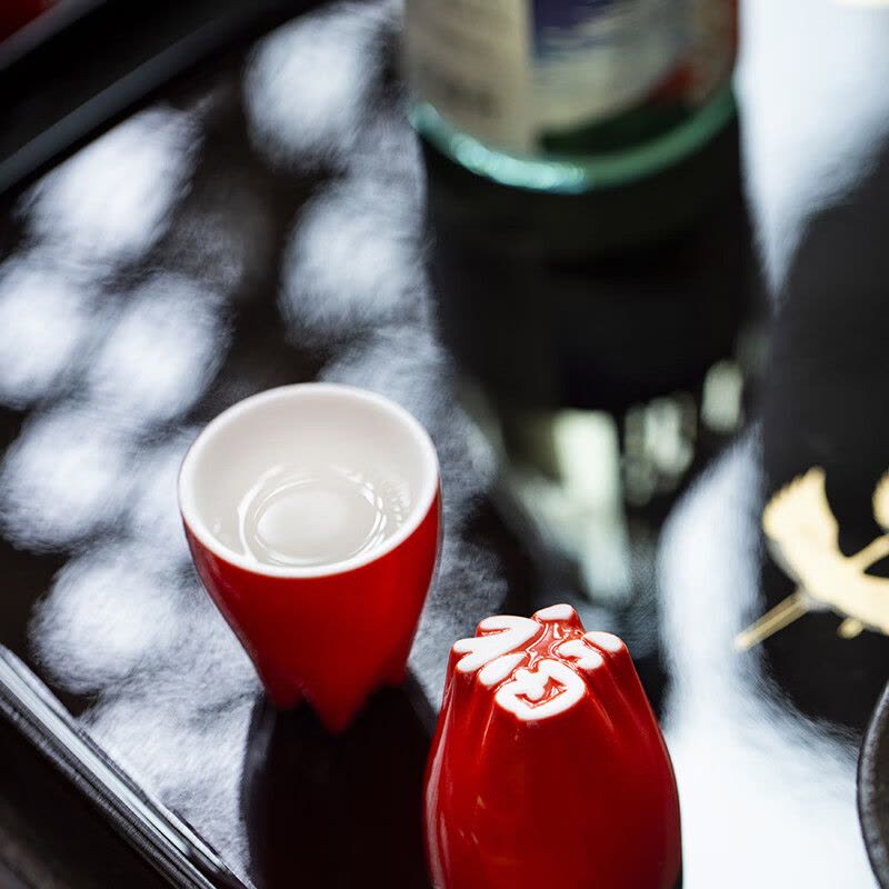 字器汉字杯茶杯酒杯陶瓷创意福禄寿禧财五福酒杯组【价格图片品牌报价