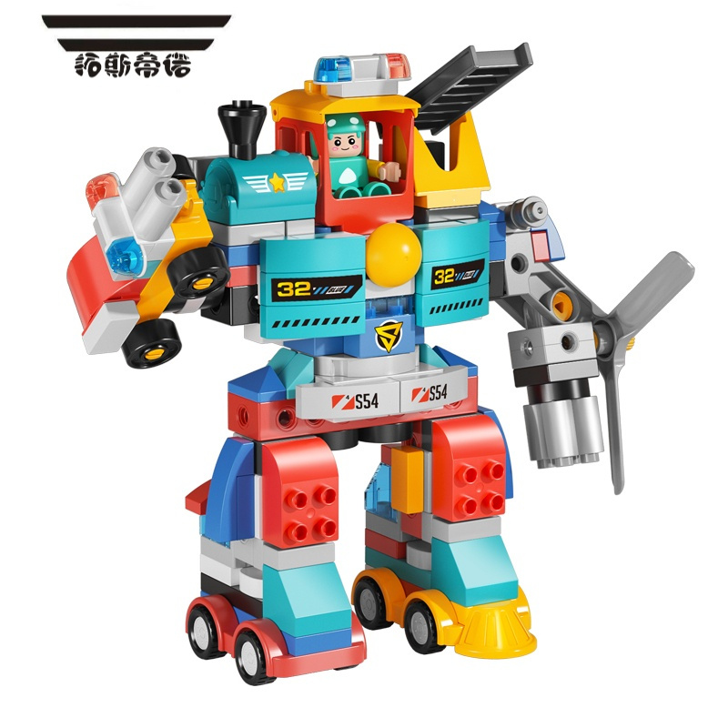 拓斯帝诺172块大颗粒积木百变机器人火车头组装模型男孩拼装拼搭玩具