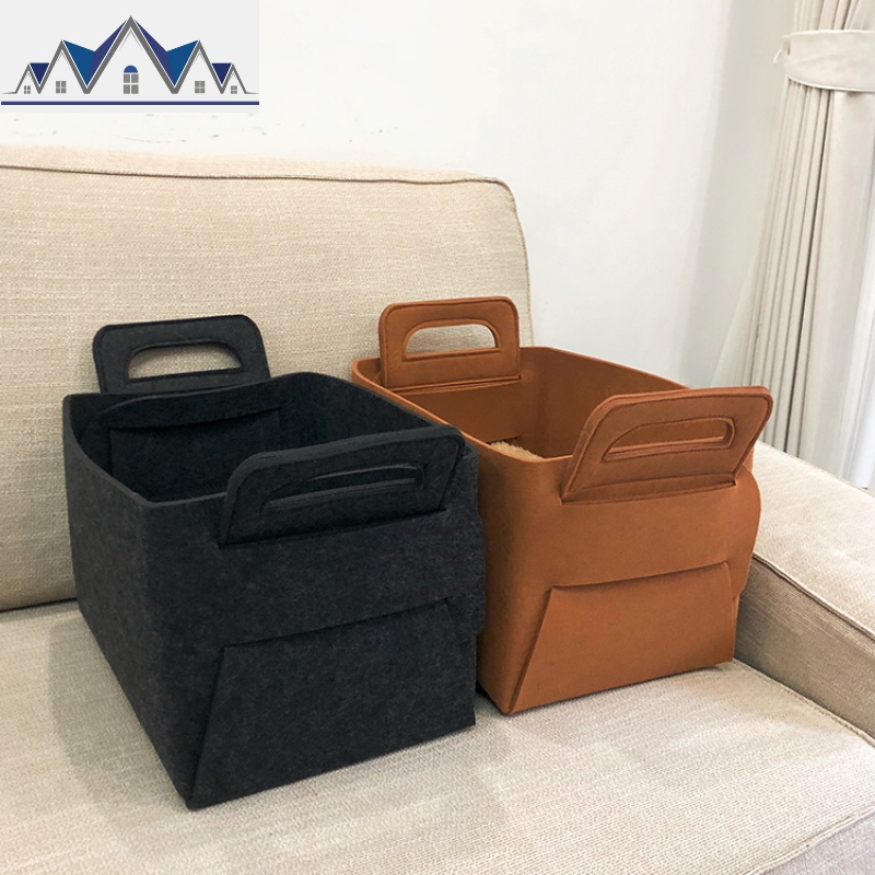 北欧毛毡折叠收纳筐家用零食玩具杂物加厚手提收纳箱脏衣服收纳篮 三维工匠高清大图