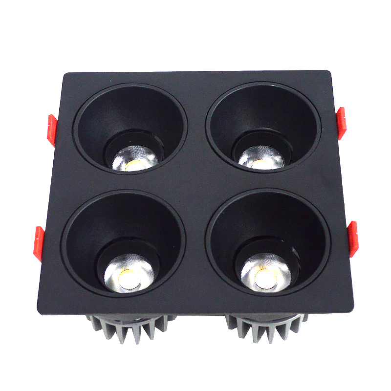 LED射灯 防眩光 嵌入式 白架+白杯-四头15W*4中性光高清大图