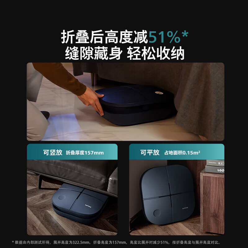 飞利浦(PHILIPS)泡脚桶按摩折叠足浴洗脚盆电动按摩恒温加热洗脚桶 5103F 蓝色高清大图