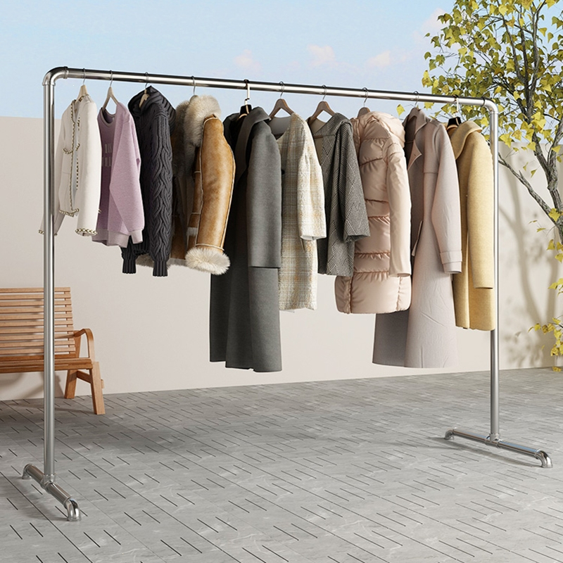 钢管晾衣架落地户外加厚家用阳台时光旧巷卧室挂衣服简易单杠式晒被凉