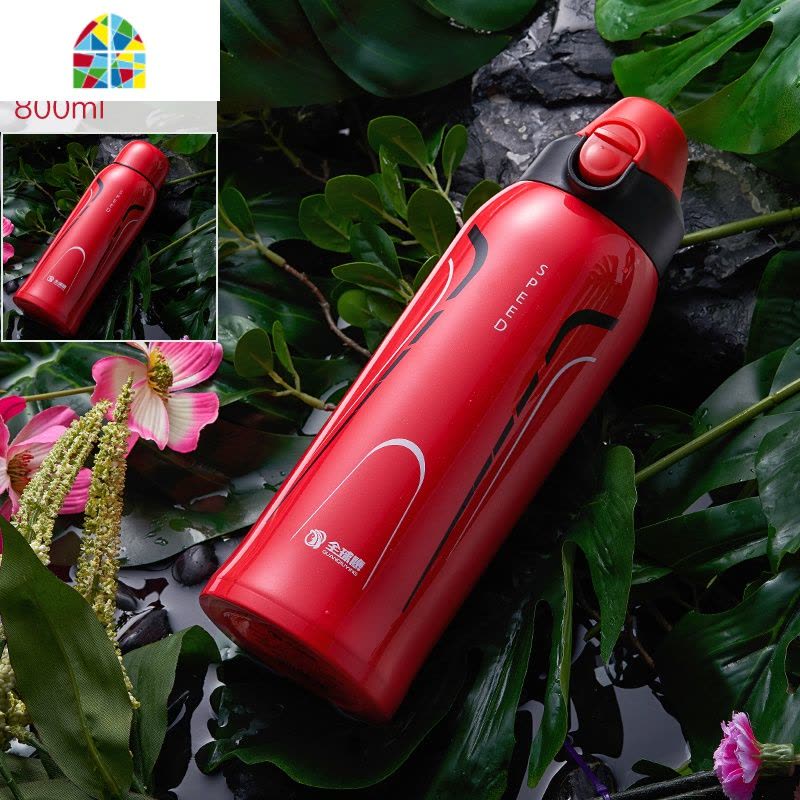 保温杯大容量1000ml男女士便携316不锈钢大号运动水壶杯子 FENGHOU 石榴红800ML图片