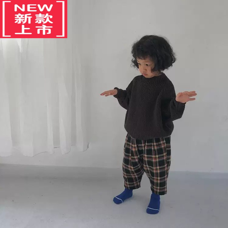 可莉允韩国童装2022新款秋冬儿童加厚粗针打底半高领男女童毛衣简约风