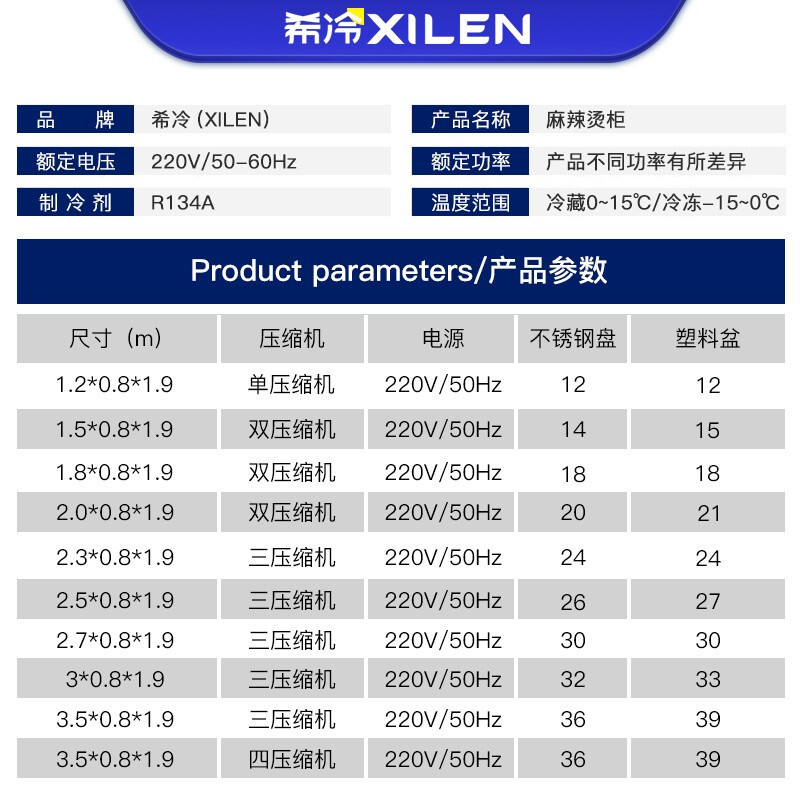 希冷(XILEN)麻辣烫展示柜点菜柜冷藏柜商用冰柜保鲜柜冒菜柜点菜柜 1.2米双压(拉帘款)
