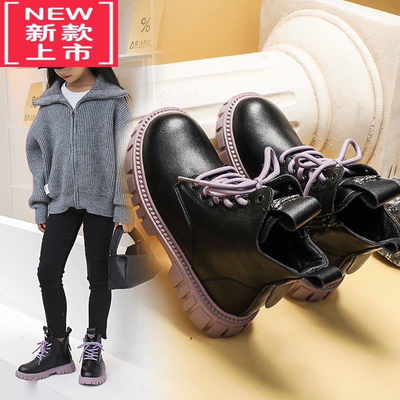 可莉允女童马丁靴2022冬季新款儿童短靴中大童学生低筒女孩子雪地靴图片