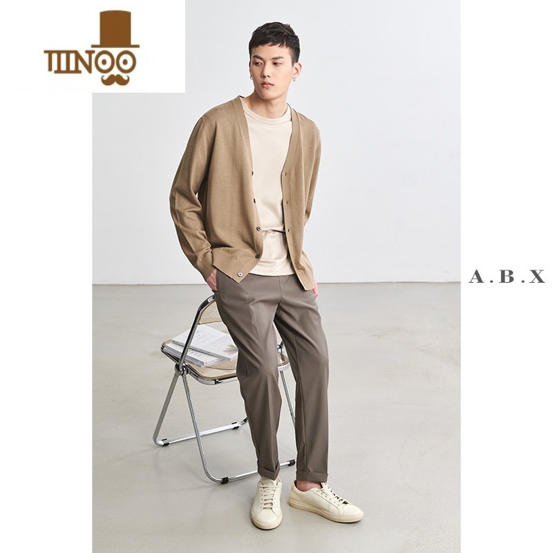 YANXU2023秋季开衫男针织衫宽松韩版潮流休闲外穿毛衣男士薄款外套高清大图