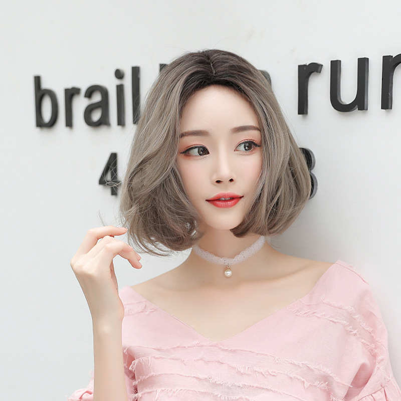 新款假发女bobo短发韩国时尚潮流中分无刘海假发支持巧克力色33cm