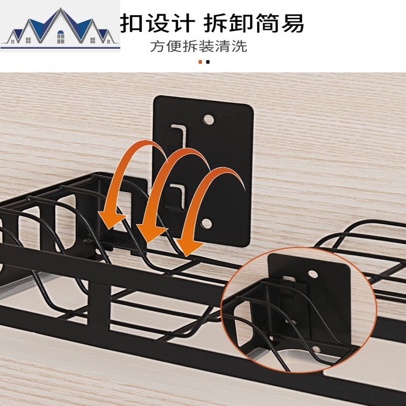 厨房碗碟置物架免打孔菜板架壁挂锅盖架刀具筷子省空间上墙收纳架 三维工匠高清大图