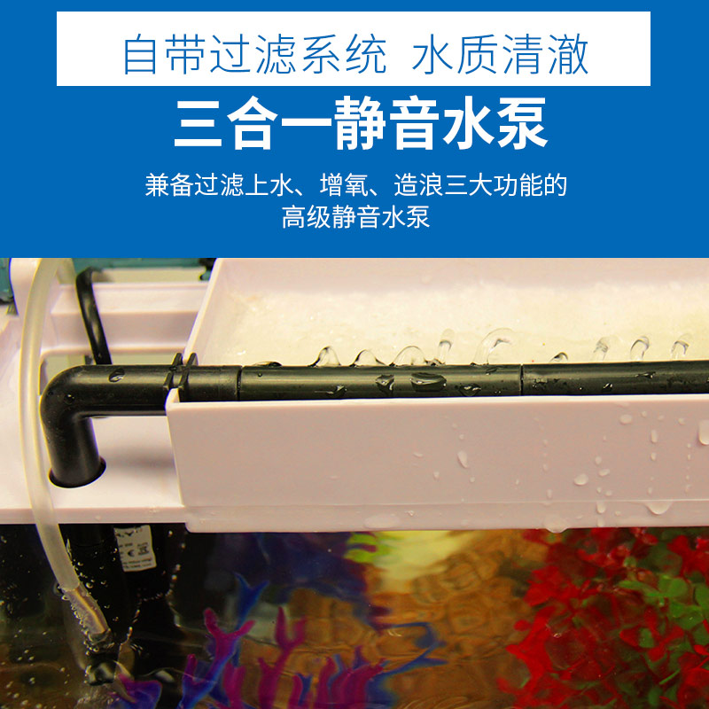 鱼缸水族箱 生态创意鱼缸中小型迷你玻璃客厅桌面金鱼缸LED灯造景高清大图