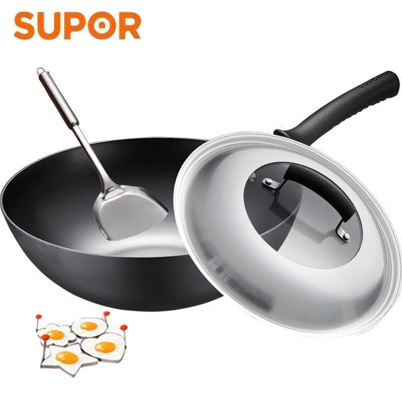 苏泊尔/SUPOR FC30Z3炒锅铸铁铁锅炒锅铁锅具30CM炒菜锅老式铁锅电磁炉适用