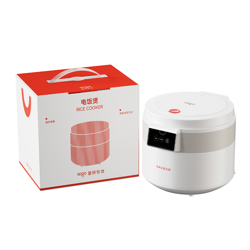 爱国者电饭煲ADFB-50W01 3L陶瓷内胆立体加热微电脑控温液晶显示支持预约3-4人圆形煲白色款高清大图