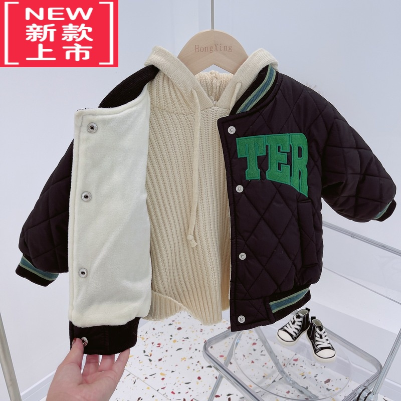 可莉允新品反季童装加绒棒球棉服男童女童中小童婴幼儿宝宝夹克外套