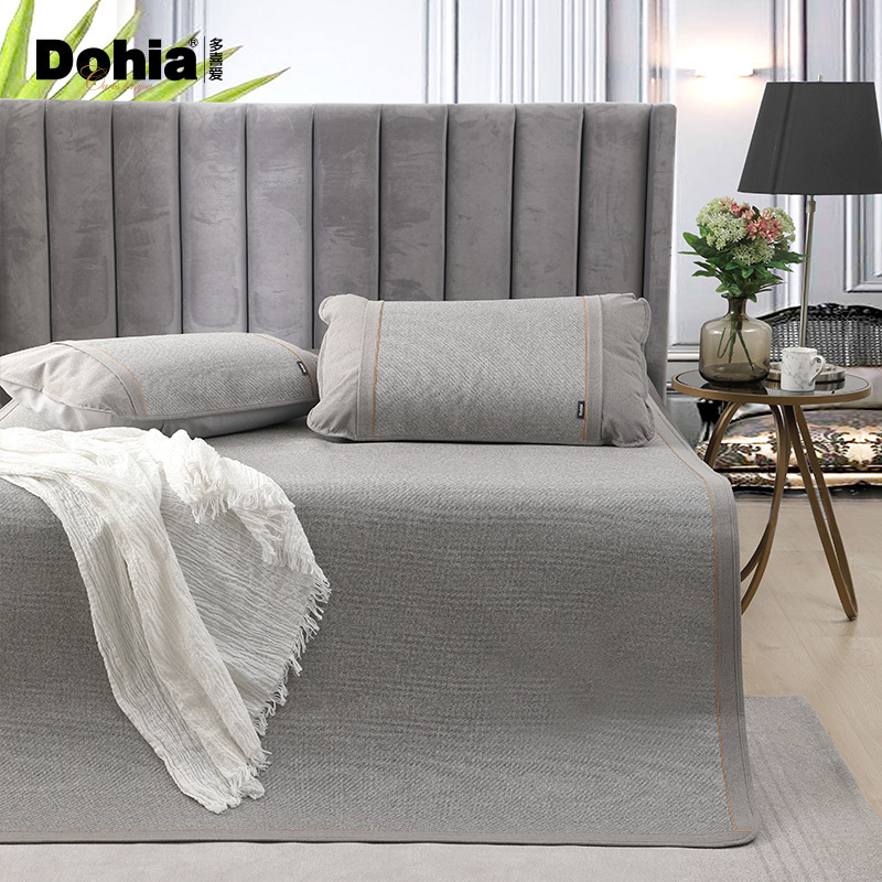 家柏饰(CORATED)凉冰丝席仿藤席学生宿舍1.8m1.5米夏季可折叠凉席夕雾微蓝 月露银灰仿藤席 1.8m（6英尺）床