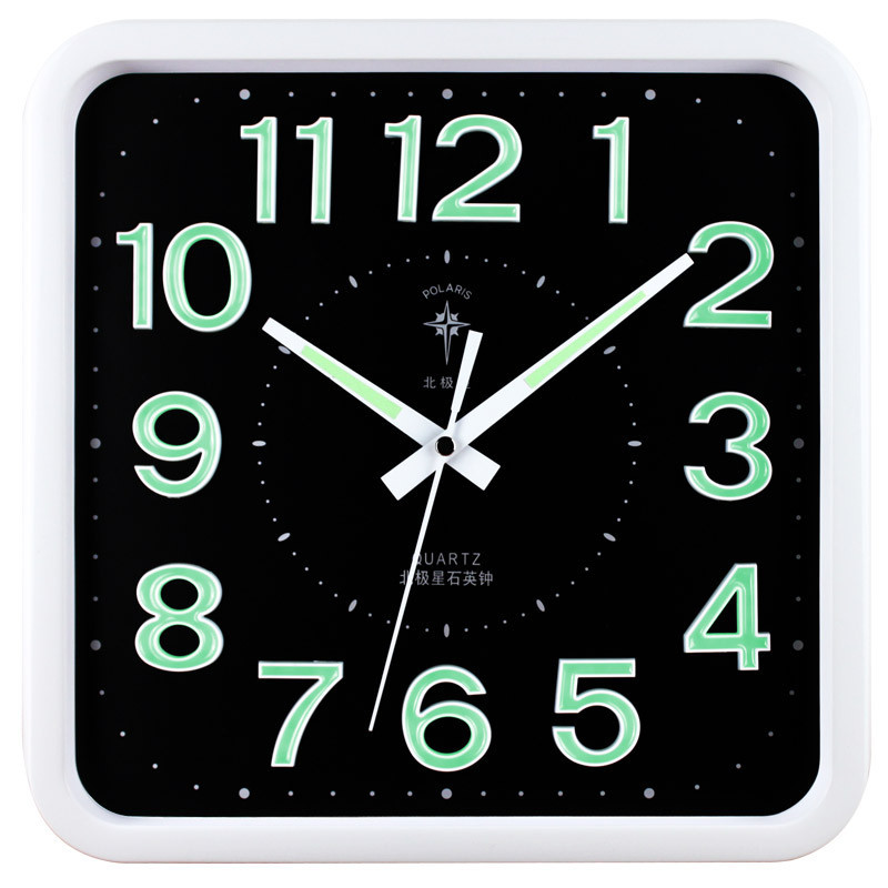 方形时尚夜光挂钟立体字块客厅办公静音时钟挂表简约创意家用石英钟表