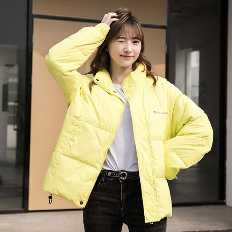 champion冠军冬季羽绒服男女同款宽松面包服立领冬装外套印花80绒