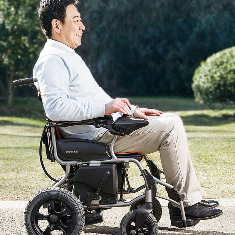 鱼跃(YUWELL)电动轮椅车D130H 折叠老人轻便 代步车老年残疾人四轮自动智能(左手款)