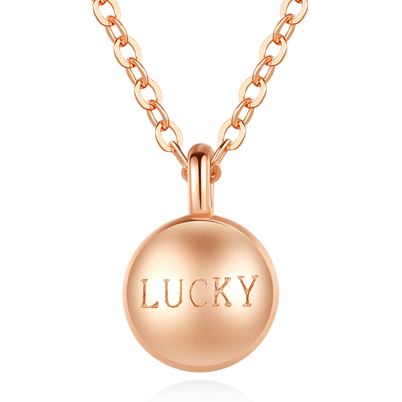 鑫铂尼小金豆锁骨链lucky项链女小幸运字母幸运豆豆玫瑰金色吊坠520情人节生日礼物送女生女友闺蜜姐妹高清大图