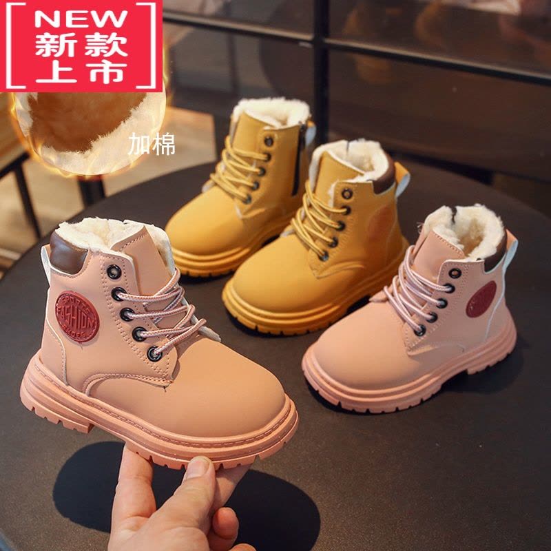 可莉允儿童厚实大棉马丁靴2022冬季新款加厚保暖雪地靴男童女童短靴棉鞋图片